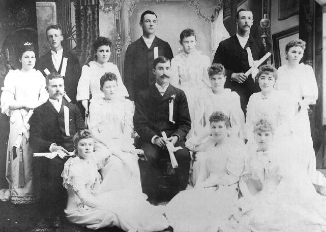 OAC's graduating class of 1892 included both of the Fultons. Martha is second from the right on the first row, and John is first on the left in the second row.