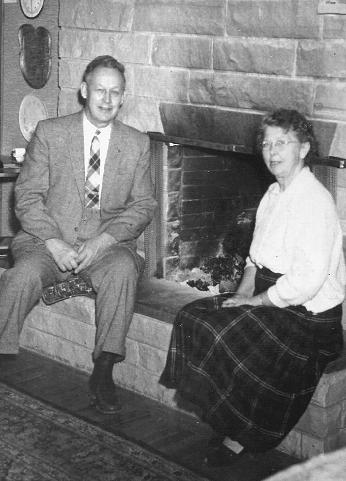 T.J. and Margaret Starker at their hearthside.